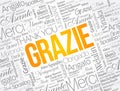 Grazie (Thank You in Italian) word cloud background