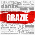 Grazie Thank You in Italian word cloud