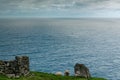 Grazing sheep looking at the infinite horizon of the Atlantic ocean, Kalsoy island, Faroe Islands Royalty Free Stock Photo