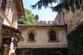 Old buildings in courtyard of ancient castle in Grazzano Visconti, Italy Royalty Free Stock Photo