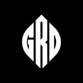 GRD circle letter logo design with circle and ellipse shape. GRD ellipse letters with typographic style. The three initials form a