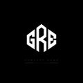 GRE letter logo design with polygon shape. GRE polygon and cube shape logo design. GRE hexagon vector logo template white and Royalty Free Stock Photo