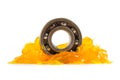 Grease and ball bearing isolated on white background with clipping path, lithium machinery lubrication for automotive and