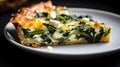 Greasy and cheesy slice of spinach and feta pizza