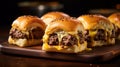 Greasy and mouthwatering beef and cheddar sliders Royalty Free Stock Photo