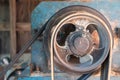 Greasy oil and dust are attached to the pulley Royalty Free Stock Photo