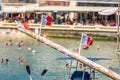 Greasy pole, three maltese flags