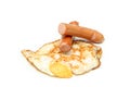 Greasy wieners with a fried egg Royalty Free Stock Photo