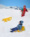 Great activity on snow, children
