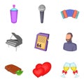 Great affection icons set, cartoon style