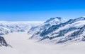 Great Aletsch Glacier, Jungfrau, Swiss Alps Snow Mountain Landscape of Switzerland. Royalty Free Stock Photo