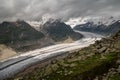 Great Aletsch Glacier. Switzerland, eastern Bernese Alps in the Swiss Valais Canton. Largest glacier in the Alps Royalty Free Stock Photo