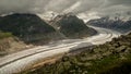 Great Aletsch Glacier. Switzerland, eastern Bernese Alps in the Swiss Valais Canton. Largest glacier in the Alps Royalty Free Stock Photo