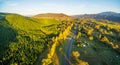 Great Alpine Road passing through Australian countryside at suns Royalty Free Stock Photo