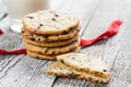 Great American Cookies with chocolate and a glass of milk