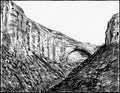 The Great Arch in Zion National Park Along Zion Park Blvd in Springdale Utah Pen and ink drawing