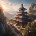 Great asien houses, AI-Generatet Royalty Free Stock Photo