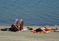 Young women on the Orellana beach, Badajoz - Spain