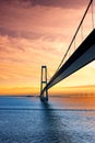 Great Belt Suspension Bridge at Sunset, Denmark