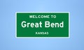 Great Bend, Kansas city limit sign. Town sign from the USA. Royalty Free Stock Photo