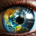 Great Big Eye. Planet Earth Inside the Pupil. Ai Generated Art Royalty Free Stock Photo