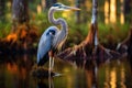 Great Blue Heron Ardea herodias in Everglades National Park, Florida, Great Blue Heron in Everglades National Park, Florida, USA,