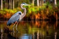 Great Blue Heron Ardea herodias in Florida, Great Blue Heron in Everglades National Park, Florida, USA, AI Generated