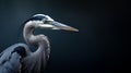 Great blue heron (Ardea herodias) isolated on dark background Generative AI