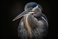 Great Blue Heron (Ardea herodias) portrait, Generative AI