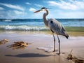 Great Blue Heron on beach