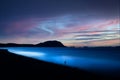 Great Blue Heron Wading in the Salish Sea at Sunrise. Royalty Free Stock Photo