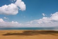 Great blue lake under white clouds Royalty Free Stock Photo