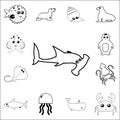 Great bonnethead Sphyrna icon. Detailed set of sea animal outline icons. Premium quality graphic design icon. One of the collectio