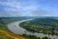 Panoramic view of rhine bow near Boppard Royalty Free Stock Photo