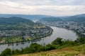 Panoramic view of rhine bow near Boppard Royalty Free Stock Photo