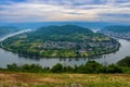 Panoramic view of rhine bow near Boppard Royalty Free Stock Photo