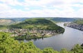 Great bow of the Rhine Valley near Boppard, Germany. Royalty Free Stock Photo