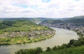 Great bow of the Rhine Valley near Boppard, Germany. Royalty Free Stock Photo