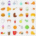 Great breakfast icons set, cartoon style Royalty Free Stock Photo