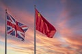 Great Britain and China flags sunset Partnerships trade