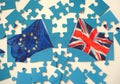 Puzzle with Great Britain and European Union flags. Brexit concept Royalty Free Stock Photo