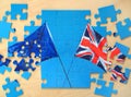 Puzzle with Great Britain and European Union flags. Brexit concept Royalty Free Stock Photo