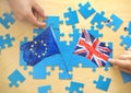 Puzzle with Great Britain and European Union flags. Brexit concept Royalty Free Stock Photo