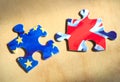 Puzzle with Great Britain and European Union flags. Brexit concept Royalty Free Stock Photo