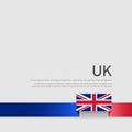 Great Britain flag background. Ribbon colors of the flag of great britain on a white background. Poster of united kingdom