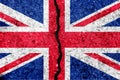 Great Britain flag, known as Union Jack, painted on cracked wall Royalty Free Stock Photo