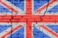 Great Britain flag painted on a brick wall. Flag of United Kingdom. Textured abstract background Royalty Free Stock Photo