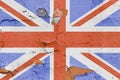 Great Britain flag painted on a brick wall. Flag of United Kingdom. Textured abstract background Royalty Free Stock Photo