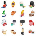 Great britain icons set, isometric style