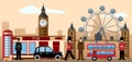 Great britain and london icon set illustration